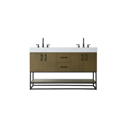 54 inch Double Bathroom Vanity in Chestnut Brown