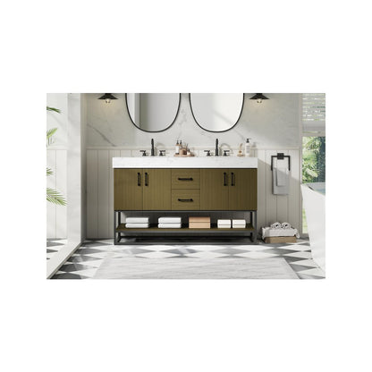 54 inch Double Bathroom Vanity in Chestnut Brown
