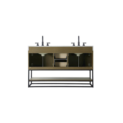 54 inch Double Bathroom Vanity in Chestnut Brown