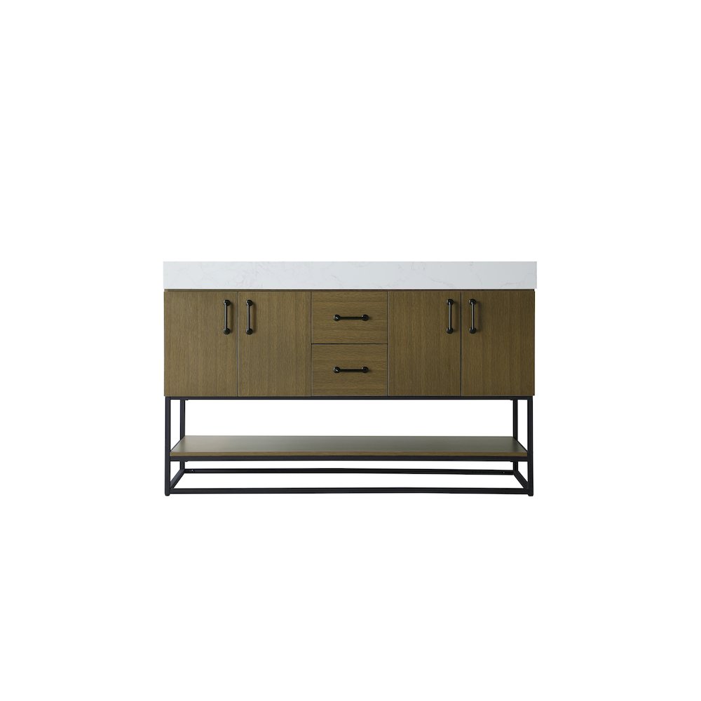 54 inch Double Bathroom Vanity in Chestnut Brown