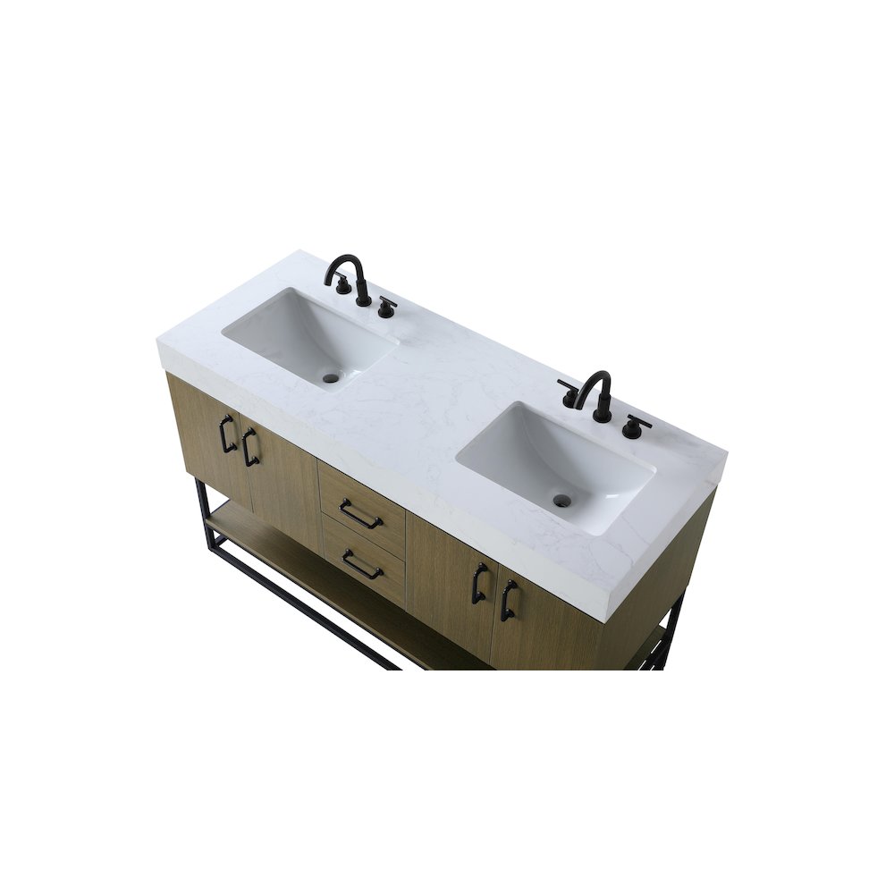 54 inch Double Bathroom Vanity in Chestnut Brown