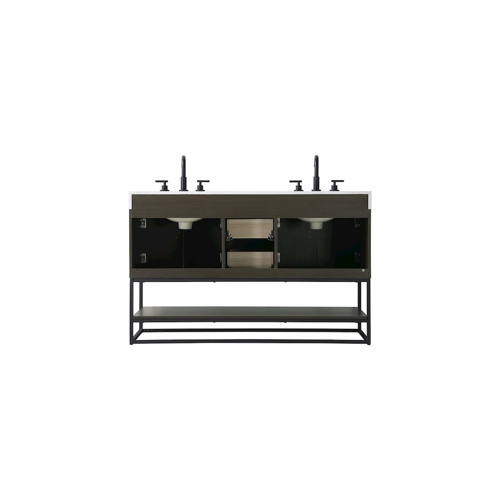 54 inch Double Bathroom Vanity in Mocha Brown