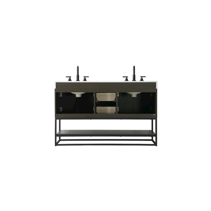 54 inch Double Bathroom Vanity in Mocha Brown