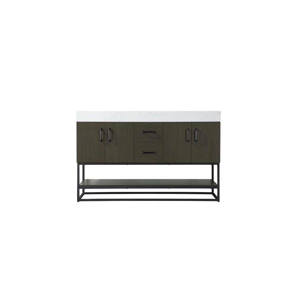 54 inch Double Bathroom Vanity in Mocha Brown