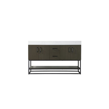 54 inch Double Bathroom Vanity in Mocha Brown