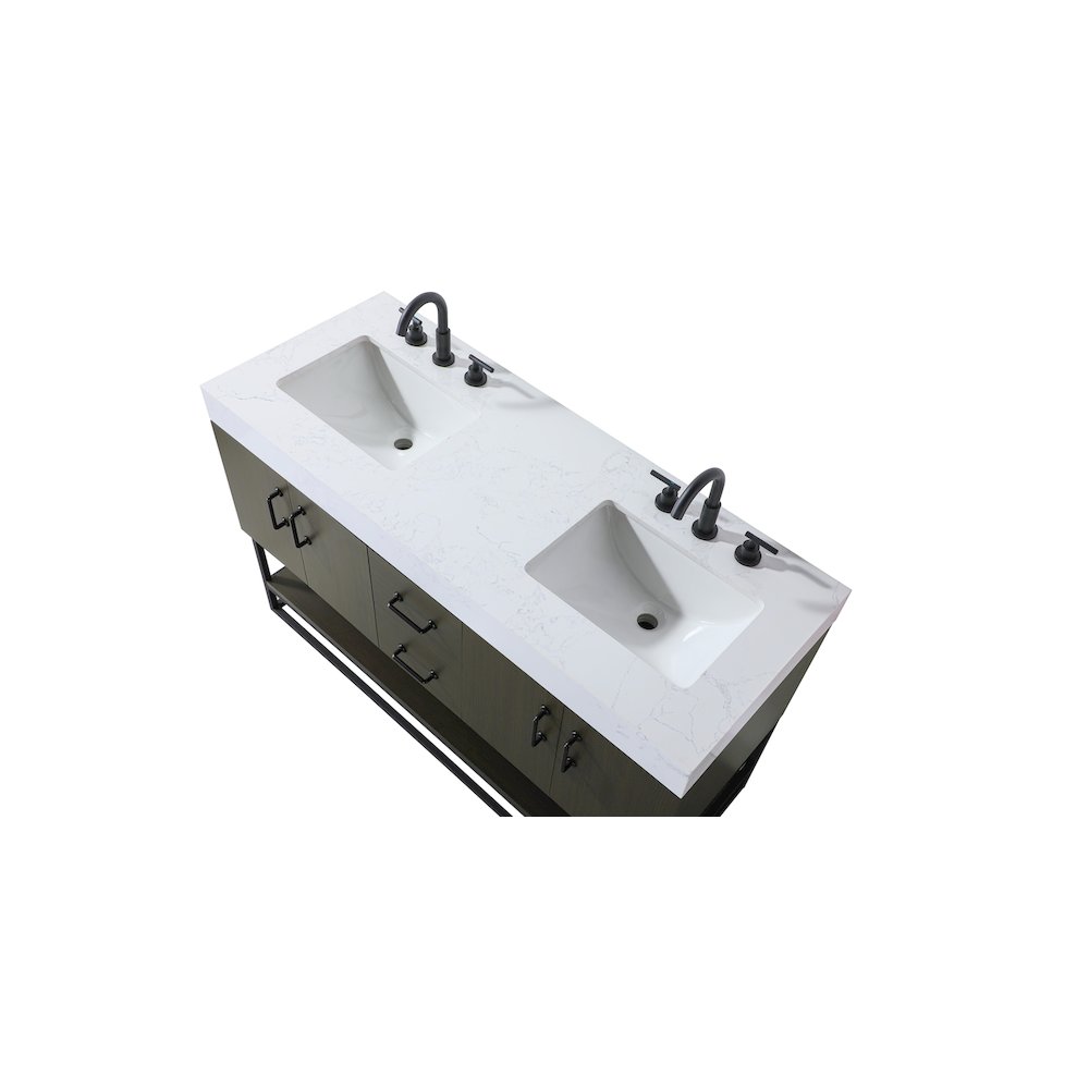54 inch Double Bathroom Vanity in Mocha Brown
