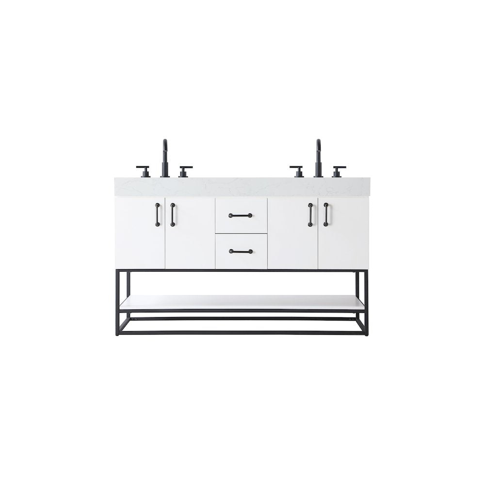 54 inch Double Bathroom Vanity in White
