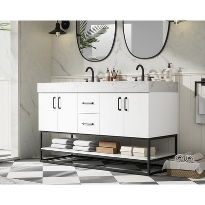 54 inch Double Bathroom Vanity in White