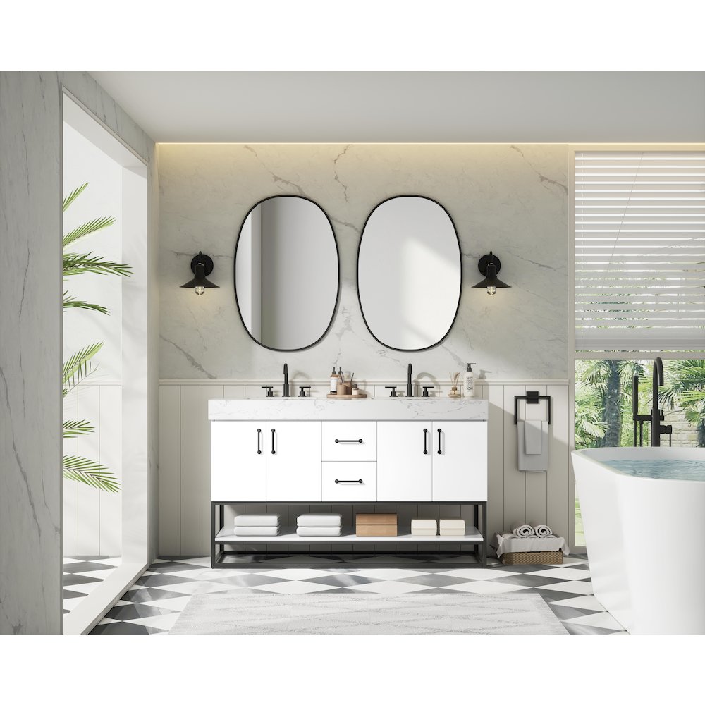 54 inch Double Bathroom Vanity in White