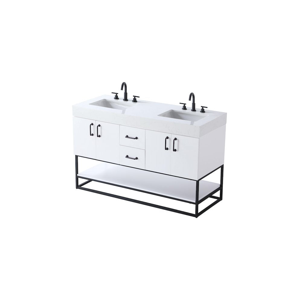 54 inch Double Bathroom Vanity in White