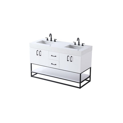 54 inch Double Bathroom Vanity in White