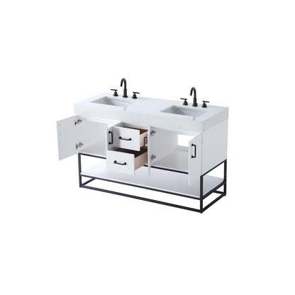 54 inch Double Bathroom Vanity in White