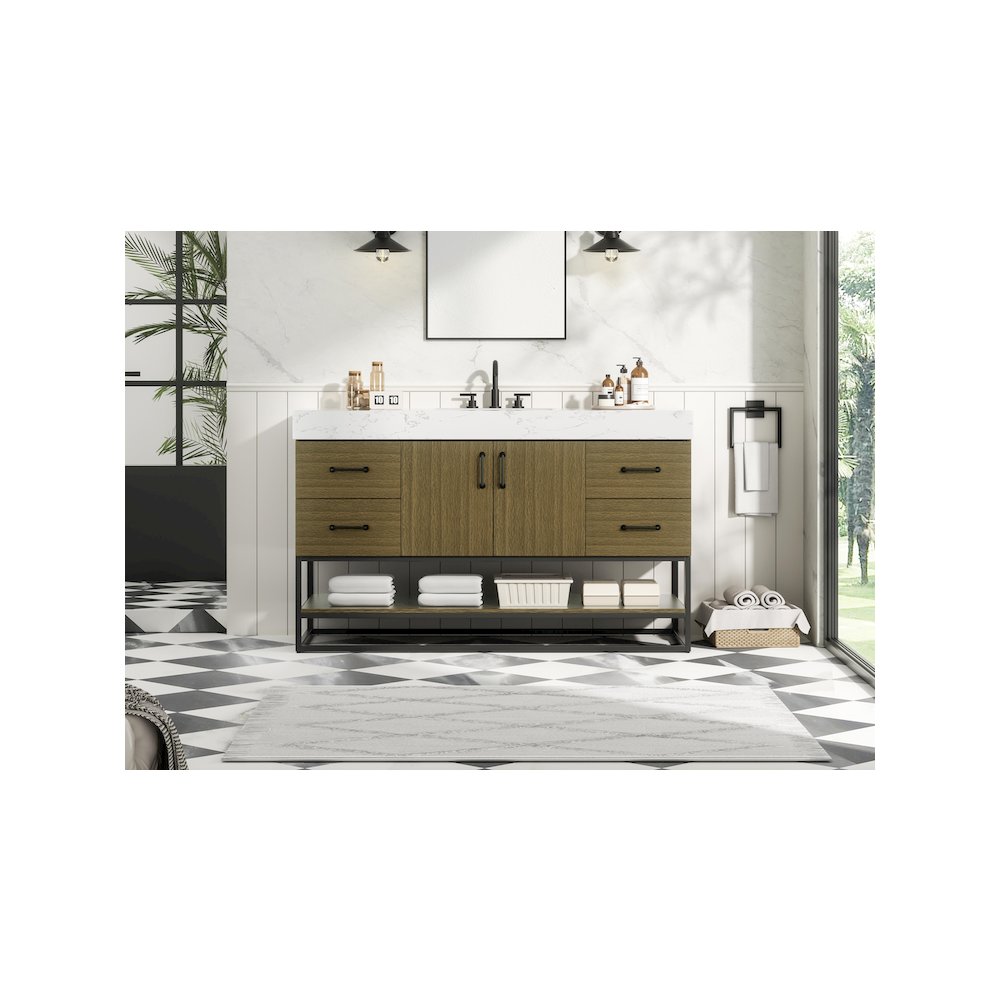 54 inch Single Bathroom Vanity in Chestnut Brown