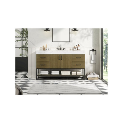 54 inch Single Bathroom Vanity in Chestnut Brown