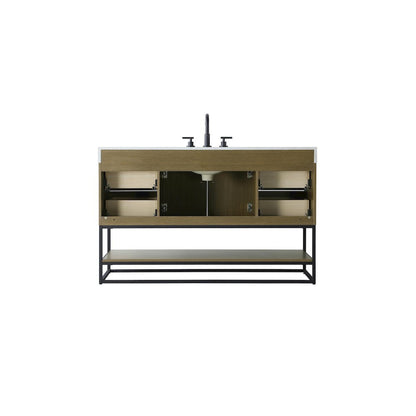 54 inch Single Bathroom Vanity in Chestnut Brown