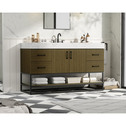 54 inch Single Bathroom Vanity in Chestnut Brown
