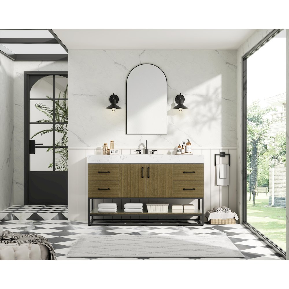 54 inch Single Bathroom Vanity in Chestnut Brown