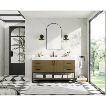 54 inch Single Bathroom Vanity in Chestnut Brown
