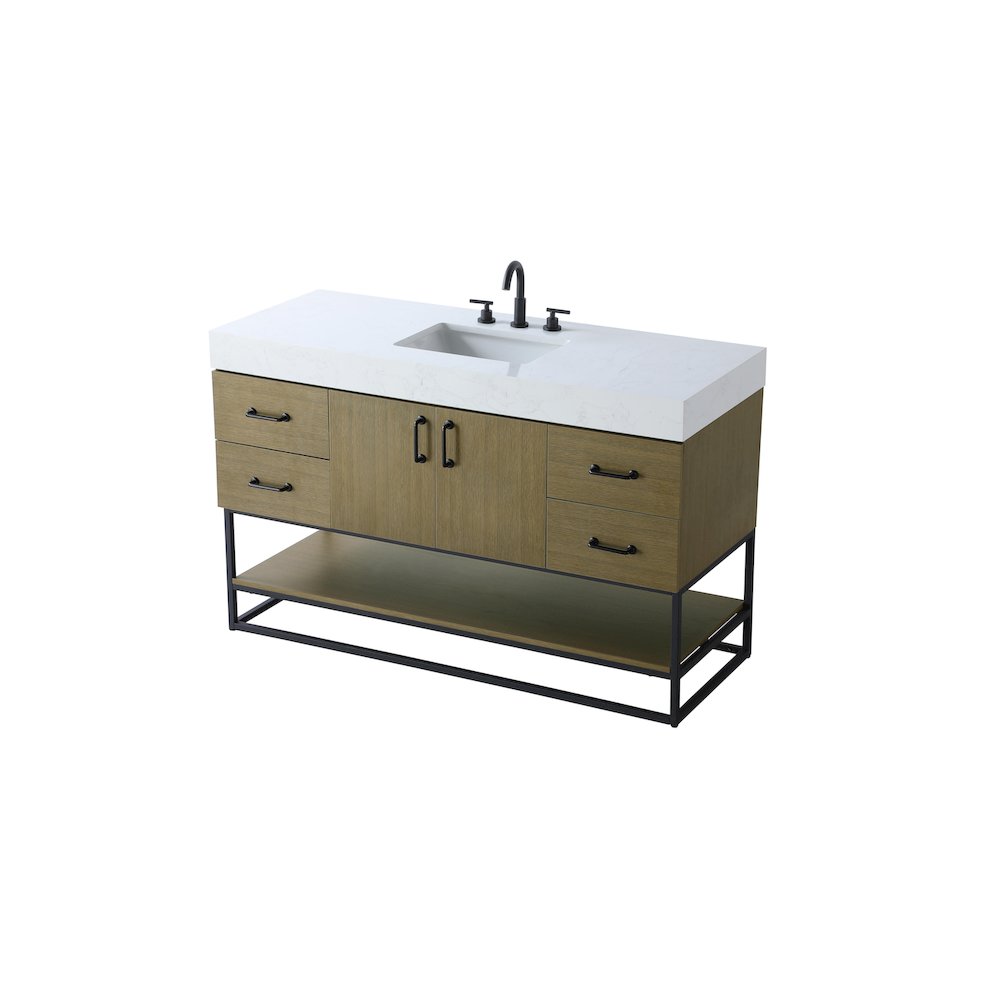 54 inch Single Bathroom Vanity in Chestnut Brown