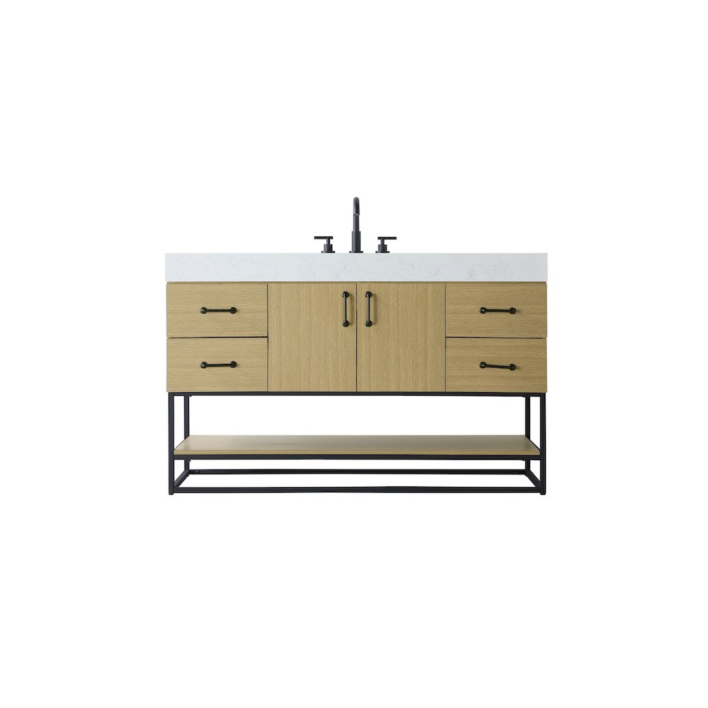 54 inch Single Bathroom Vanity in Honey Brown