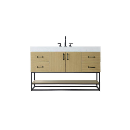 54 inch Single Bathroom Vanity in Honey Brown