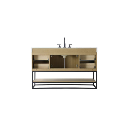 54 inch Single Bathroom Vanity in Honey Brown