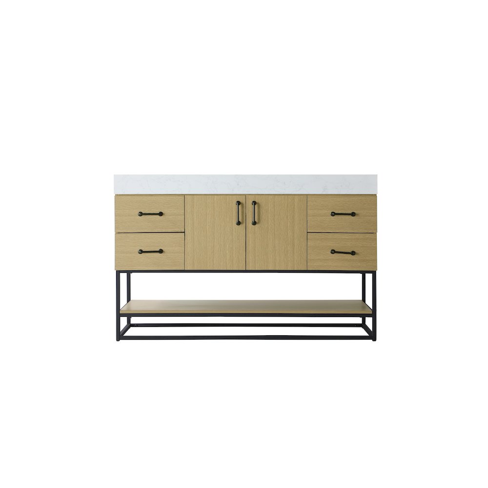 54 inch Single Bathroom Vanity in Honey Brown