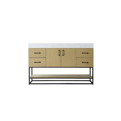 54 inch Single Bathroom Vanity in Honey Brown