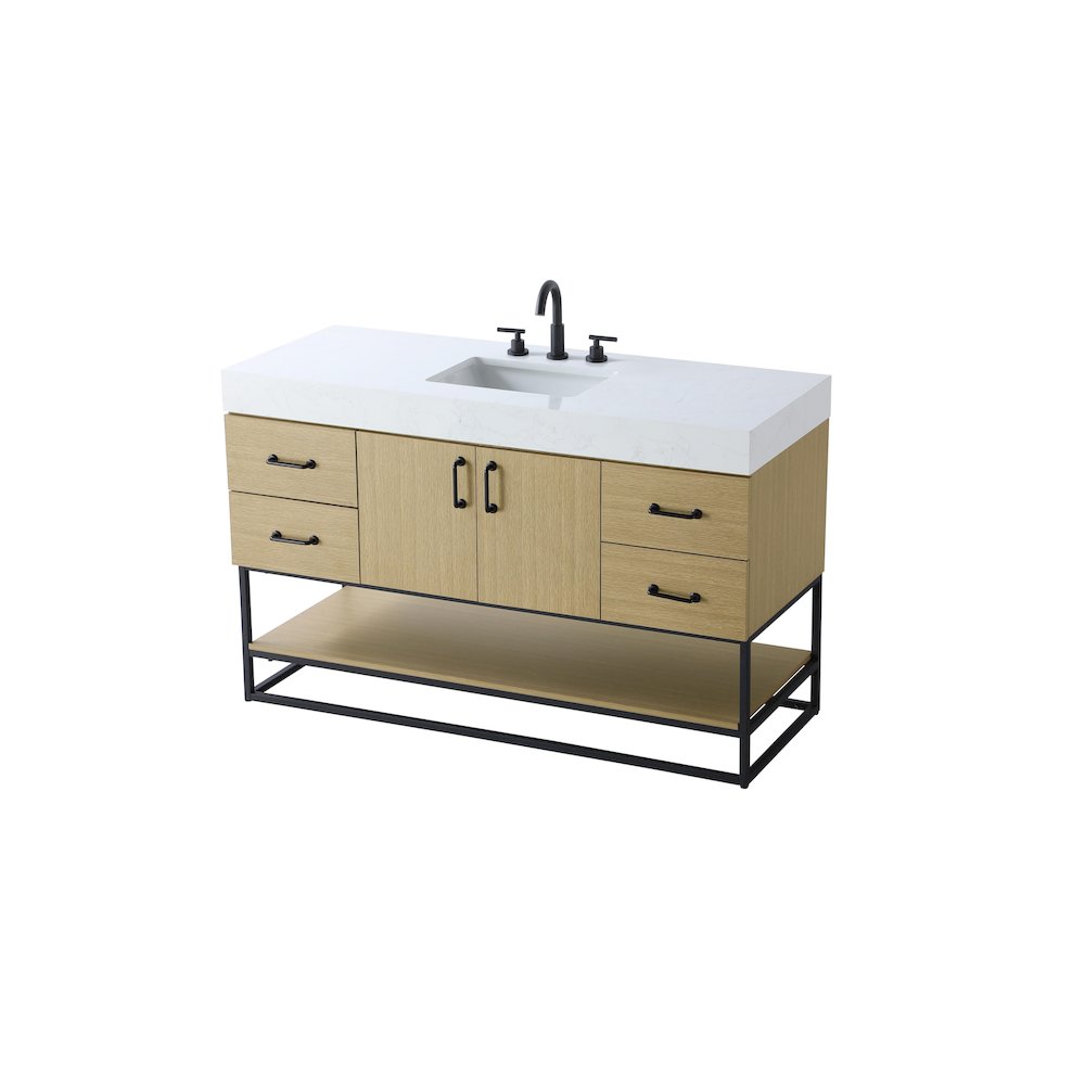 54 inch Single Bathroom Vanity in Honey Brown