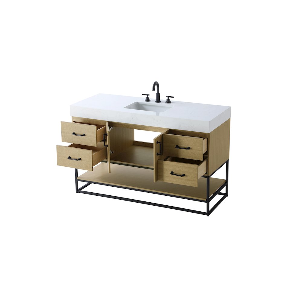 54 inch Single Bathroom Vanity in Honey Brown