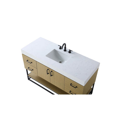 54 inch Single Bathroom Vanity in Honey Brown