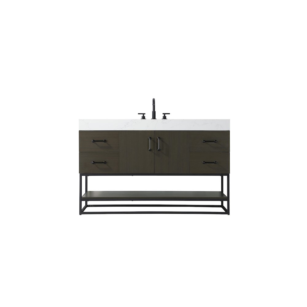 54 inch Single Bathroom Vanity in Mocha Brown