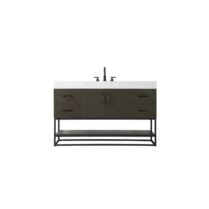 54 inch Single Bathroom Vanity in Mocha Brown