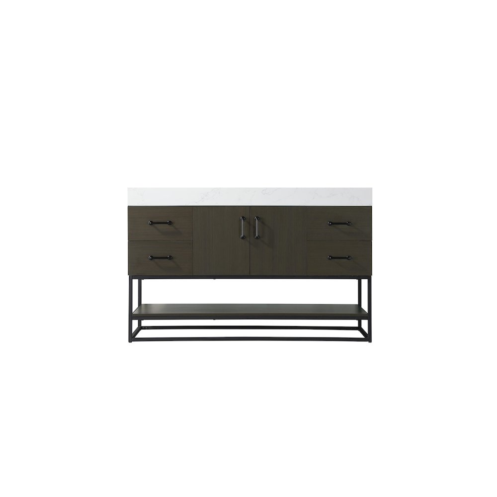 54 inch Single Bathroom Vanity in Mocha Brown