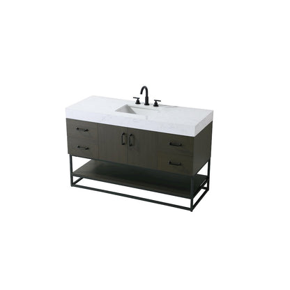 54 inch Single Bathroom Vanity in Mocha Brown