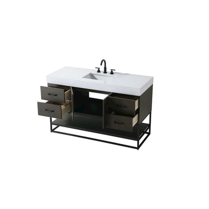 54 inch Single Bathroom Vanity in Mocha Brown