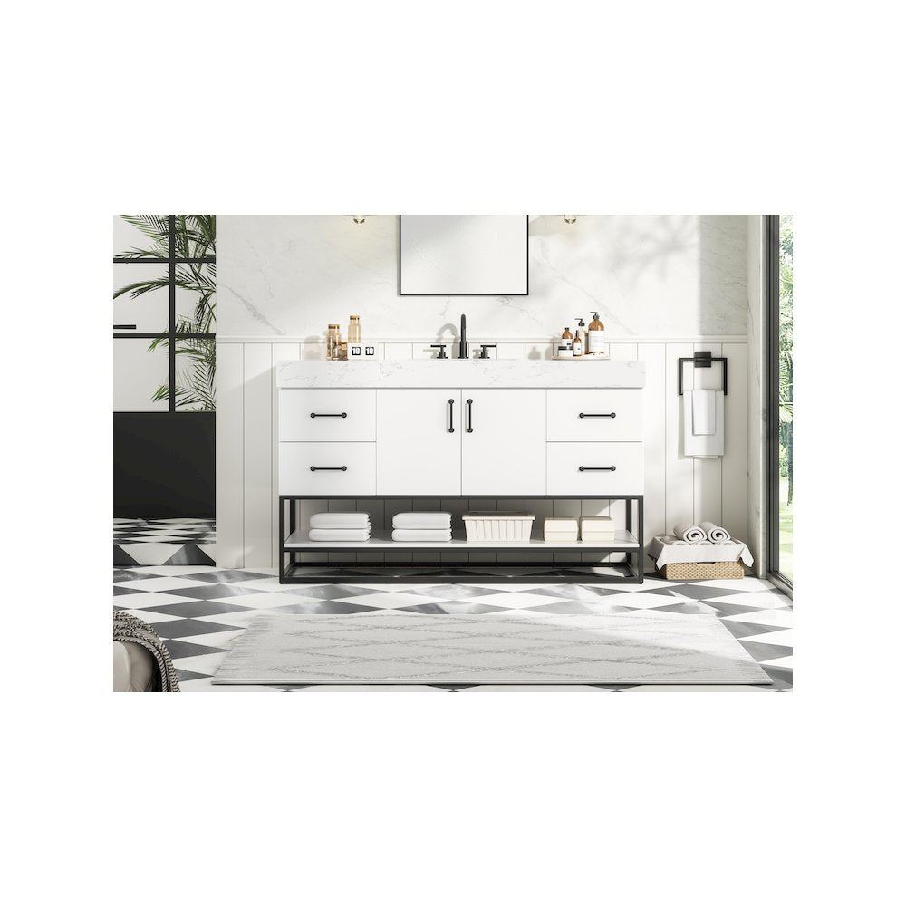 54 inch Single Bathroom Vanity in White