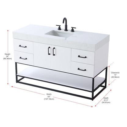 54 inch Single Bathroom Vanity in White