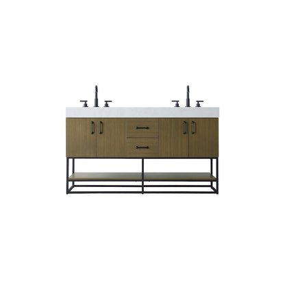 60 inch Double Bathroom Vanity in Chestnut Brown
