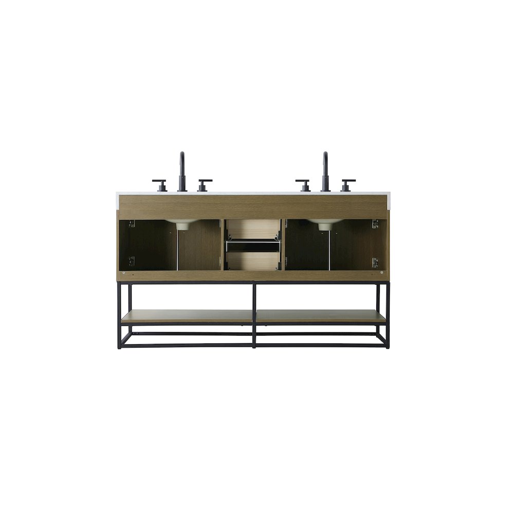 60 inch Double Bathroom Vanity in Chestnut Brown