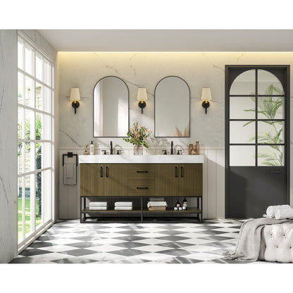 60 inch Double Bathroom Vanity in Chestnut Brown