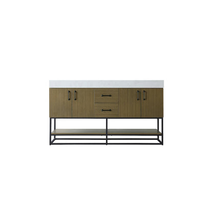 60 inch Double Bathroom Vanity in Chestnut Brown