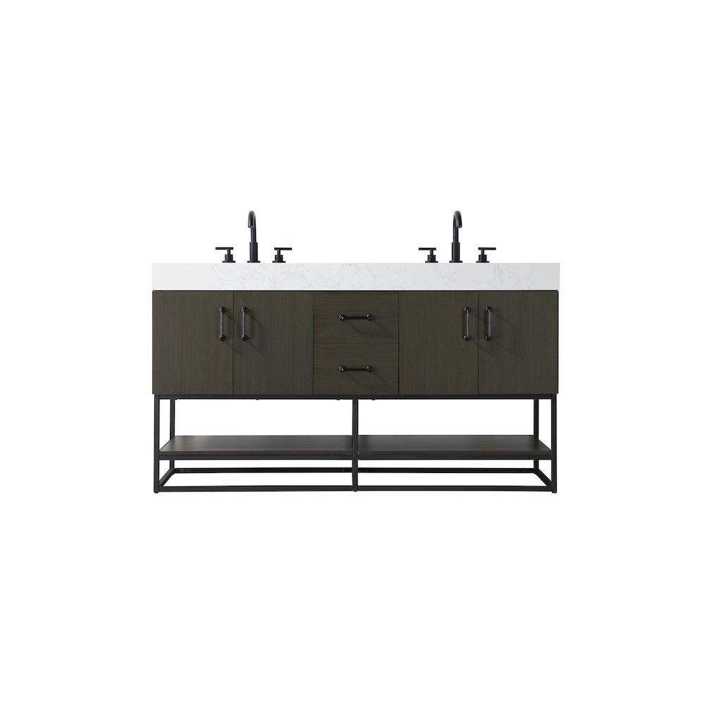 60 inch Double Bathroom Vanity in Mocha Brown