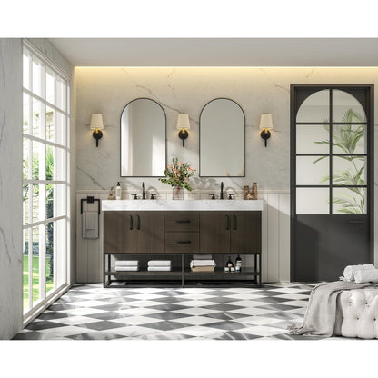 60 inch Double Bathroom Vanity in Mocha Brown