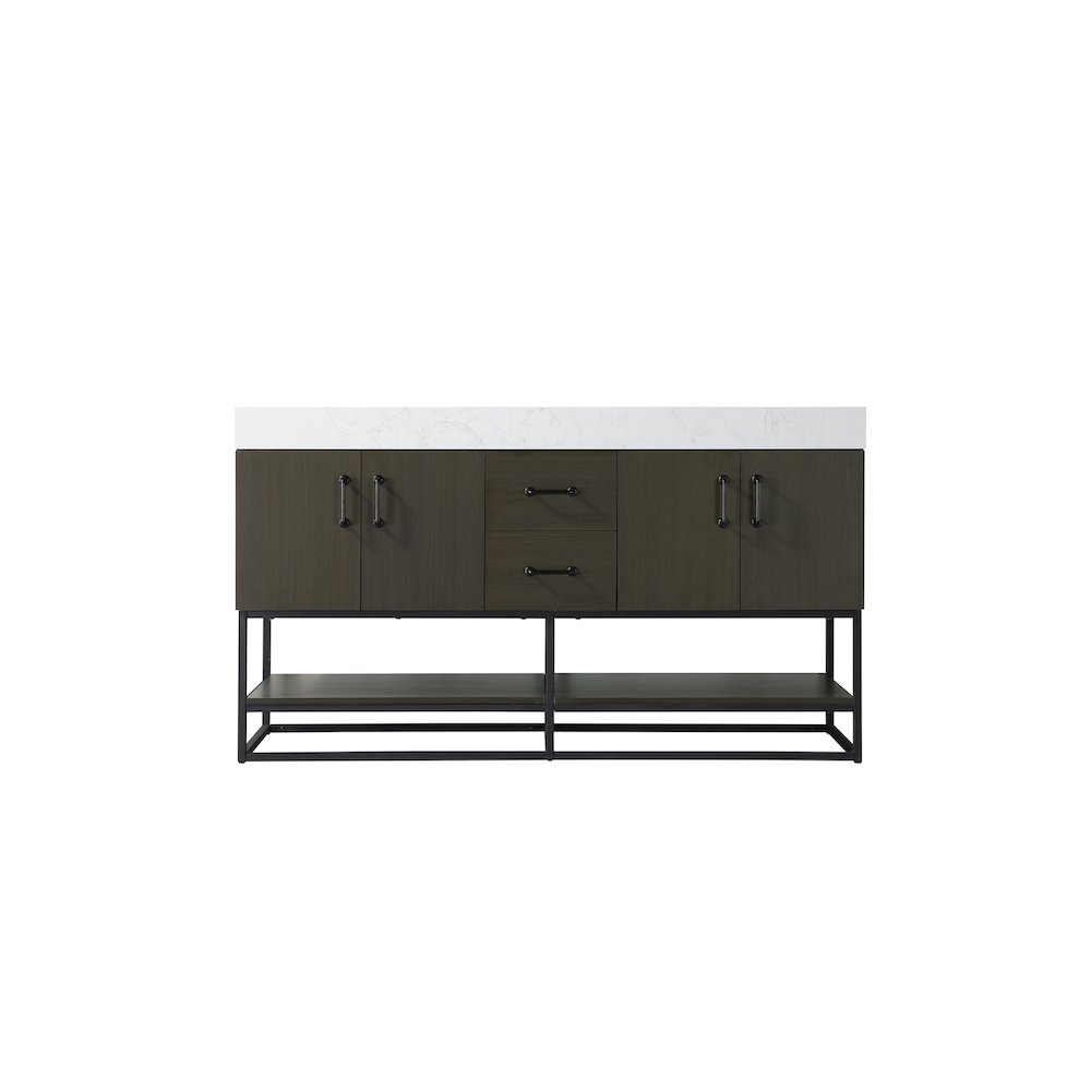 60 inch Double Bathroom Vanity in Mocha Brown