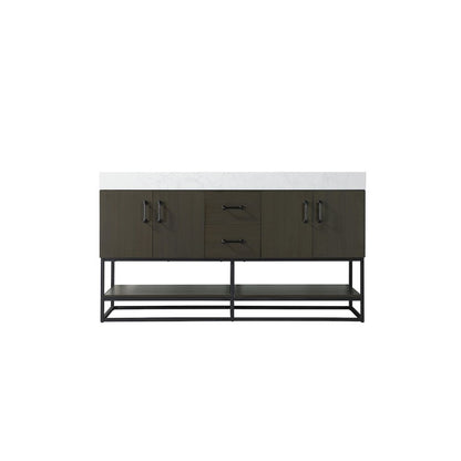 60 inch Double Bathroom Vanity in Mocha Brown