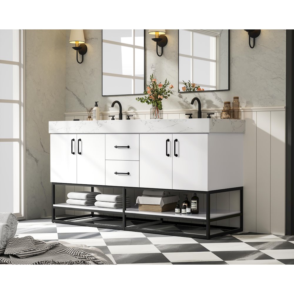 60 inch Double Bathroom Vanity in White