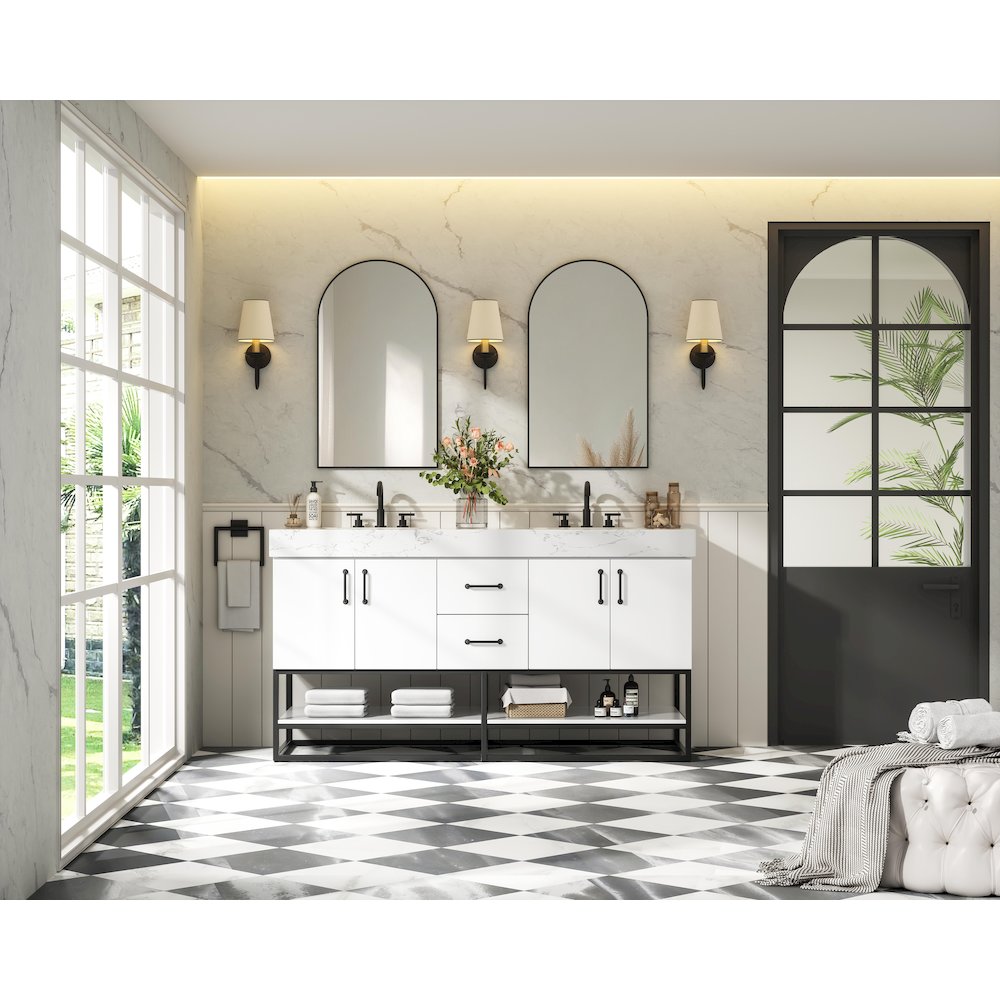 60 inch Double Bathroom Vanity in White