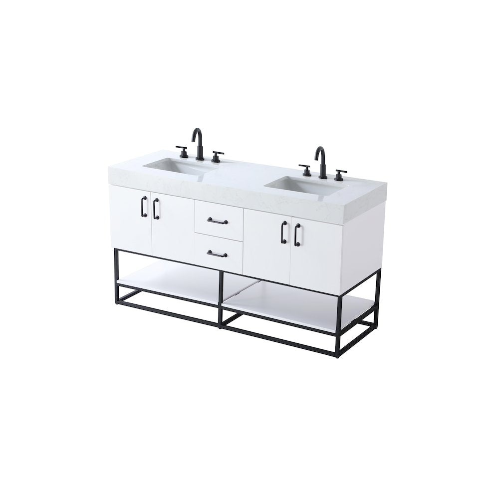 60 inch Double Bathroom Vanity in White