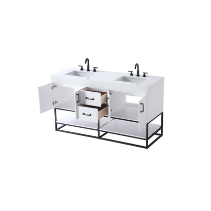 60 inch Double Bathroom Vanity in White